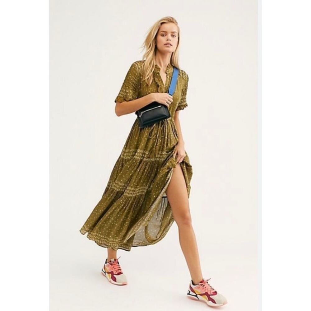 Free People XS Rare Feelings Midi Dress in Green - Picture 9 of 11